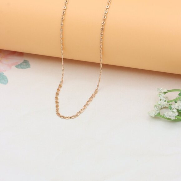 Elegant Rose Gold Necklace with Textured Chain & Adjustable Length, XPNL0402 - Picture 5 of 11